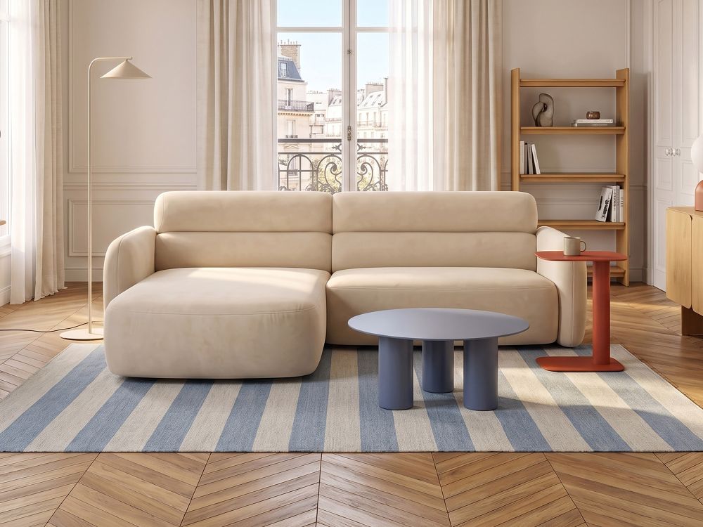 Cosmopolitan Design Ecksofa Malmo 3-Sitzer Samt Bluvel Helles Beige Links
