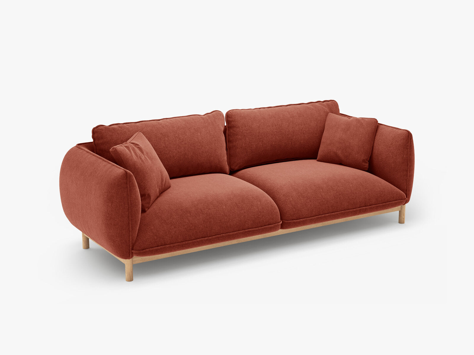 Micadoni Ada Sofa 3-Sitzer Strukturierter Stoff Wind Kastanienbraun