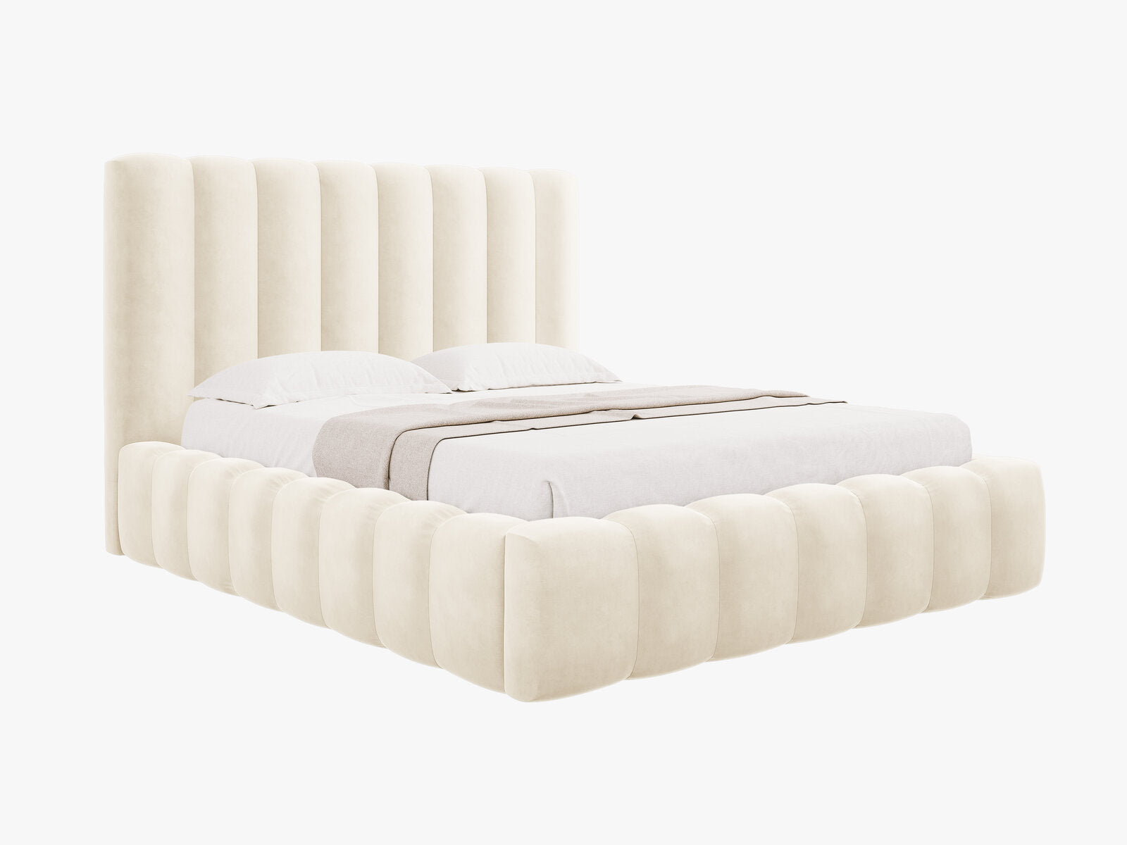 Micadoni Bett Kelp Samt Bluvel Helles Beige 140x200