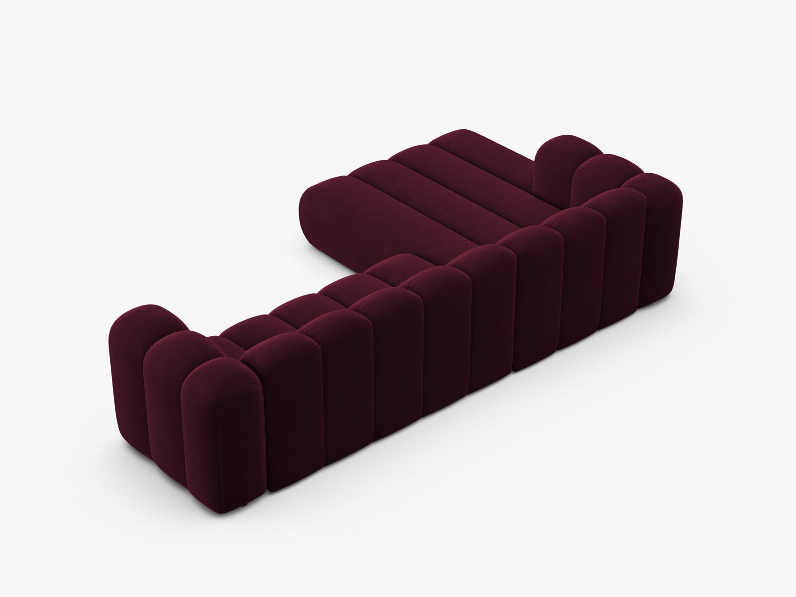 Micadoni Modulares Ecksofa Lupine 4-Sitzer Links Samt Venus Burgunder