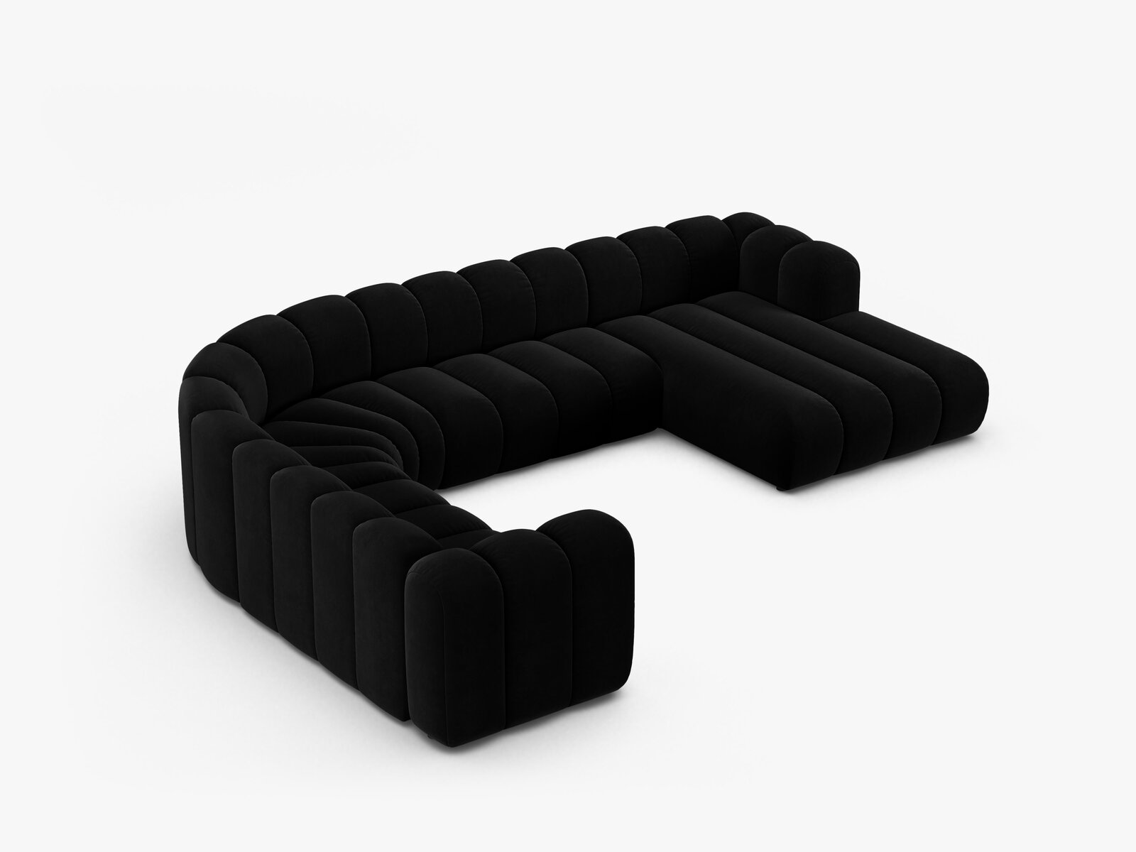 Micadoni Modulares Panorama Ecksofa Lupine 6-Sitzer Links Samt Venus Schwarz