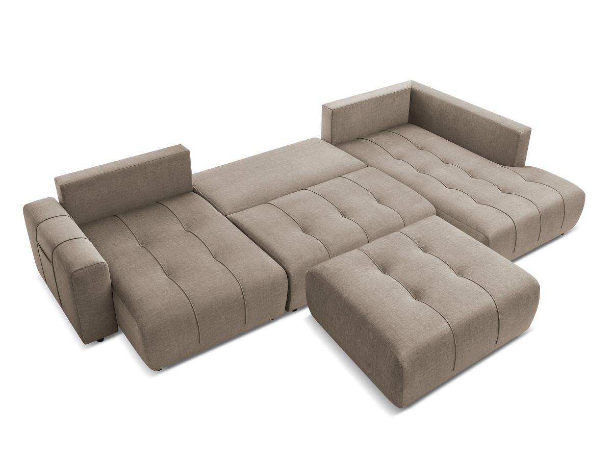 Bobochic Arsene Wohnlandschaft mit Pouf Samt Taupe Ecke links