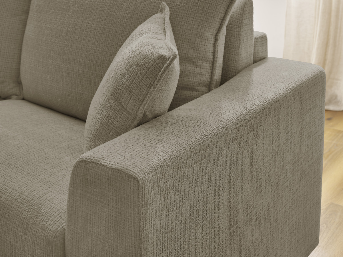 Bobochic Augustin Ecksofa mit Schlaffunktion und Bettkasten Strukturstoff Taupe, Liegefläche 140 × 200 cm