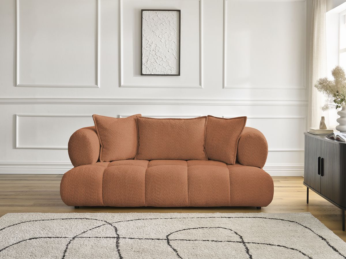 Bobochic Alya Sofa 2-Sitzer Bouclé-Stoff Orange