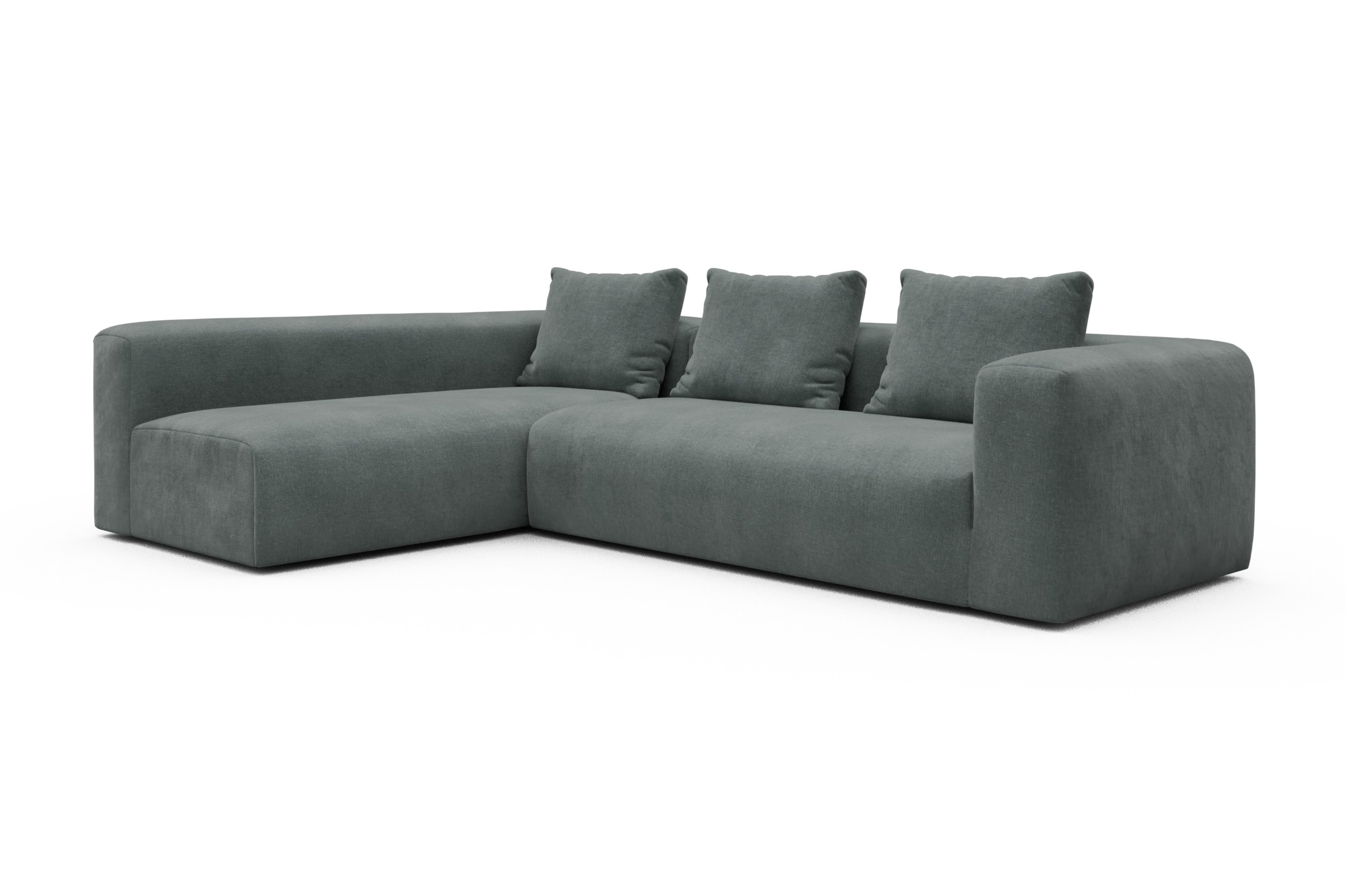 Ecksofa Fred 2x 2,5-Sitzer links offen Smooth-Silver-Grey