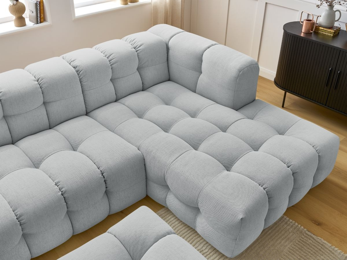 Bobochic Cloud Ecksofa mit Pouf 288 × 184 cm Stoff Hellgrau Ecke rechts