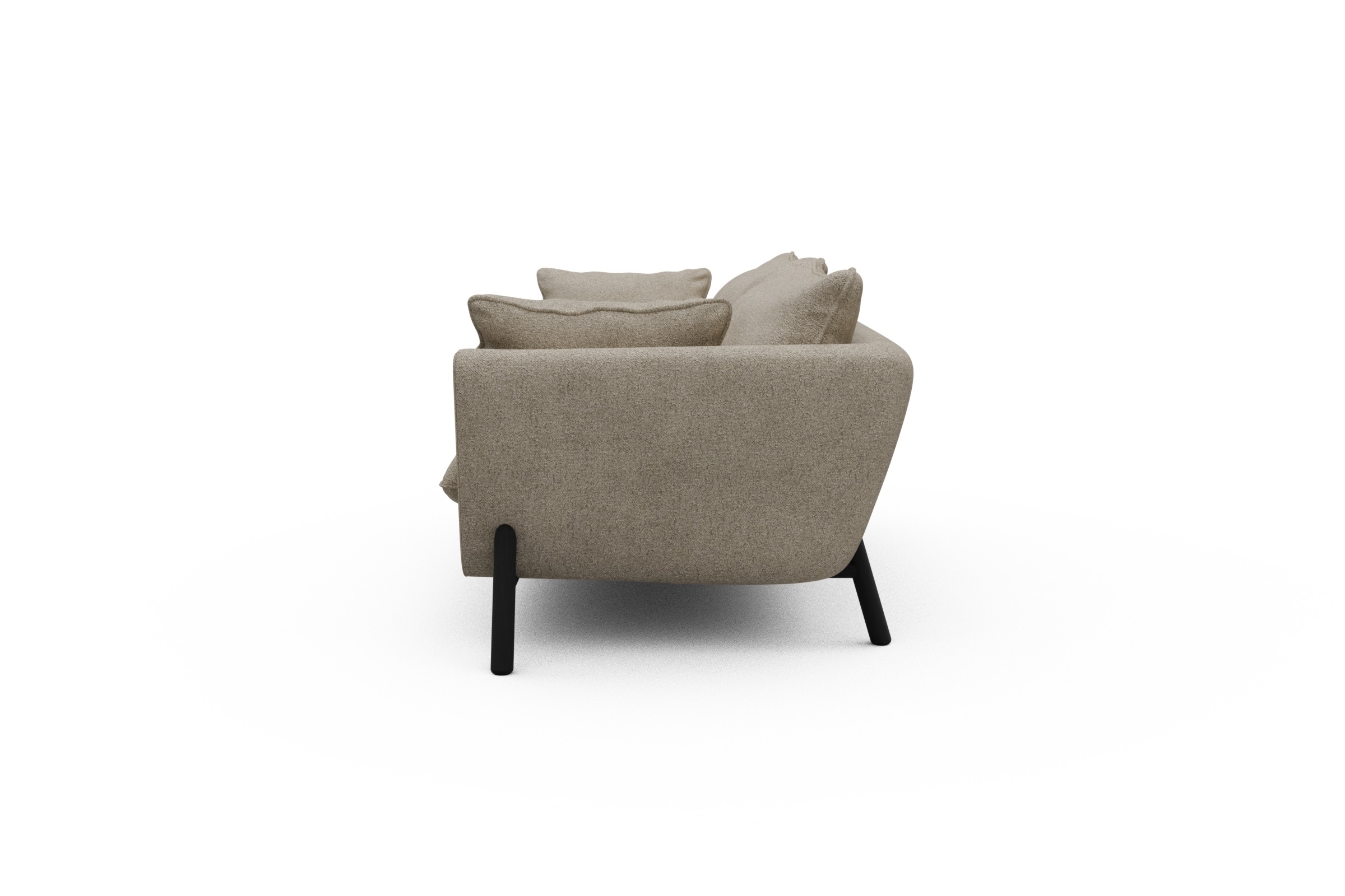 Sofa Emil PREMIUM 2-Sitzer Beinfarbe Eiche Schwarz Boucle-Beige