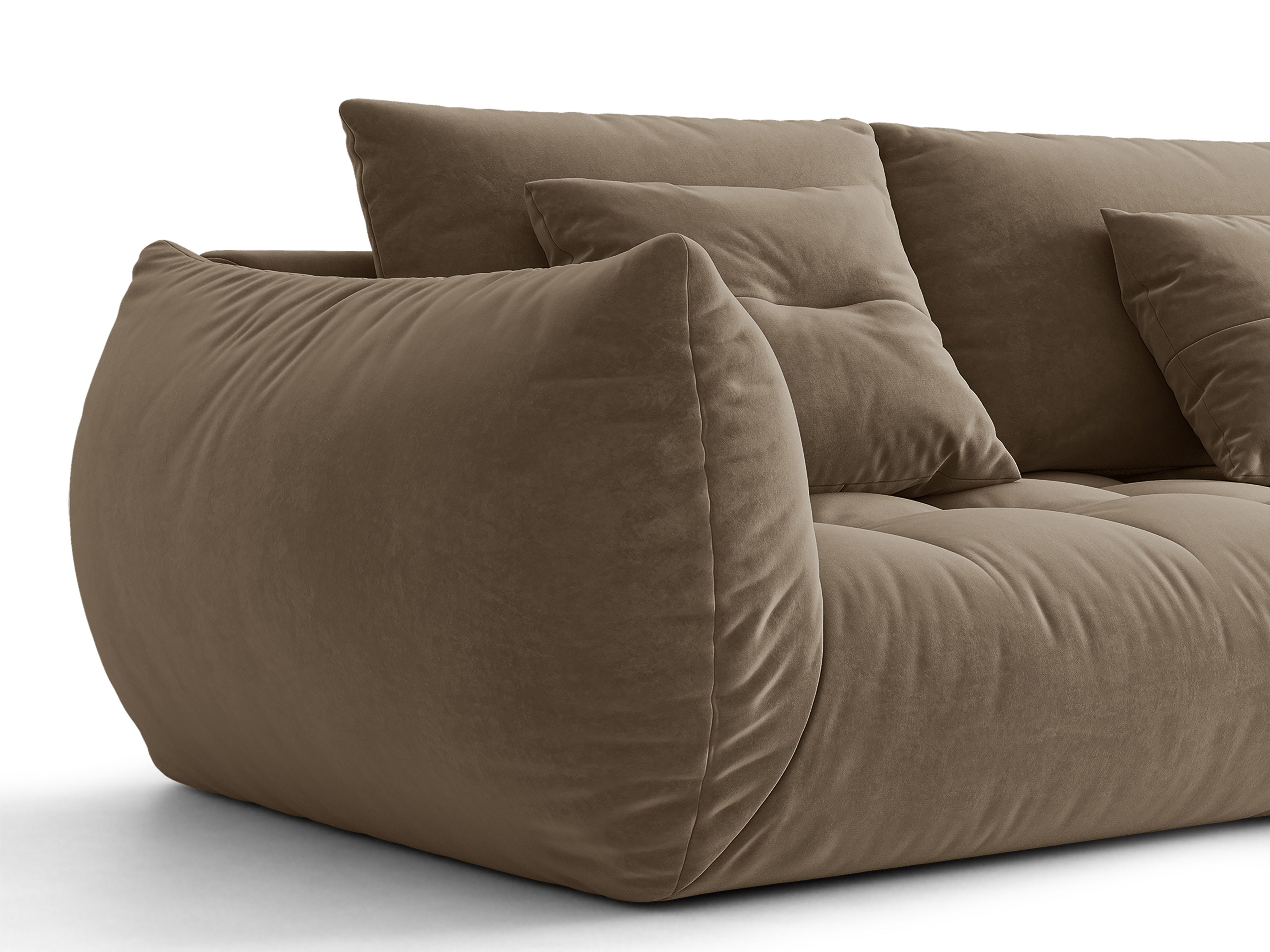 Micadoni Bloom Ecksofa 6-Sitzer Rechts Samt Casino Hellbraun