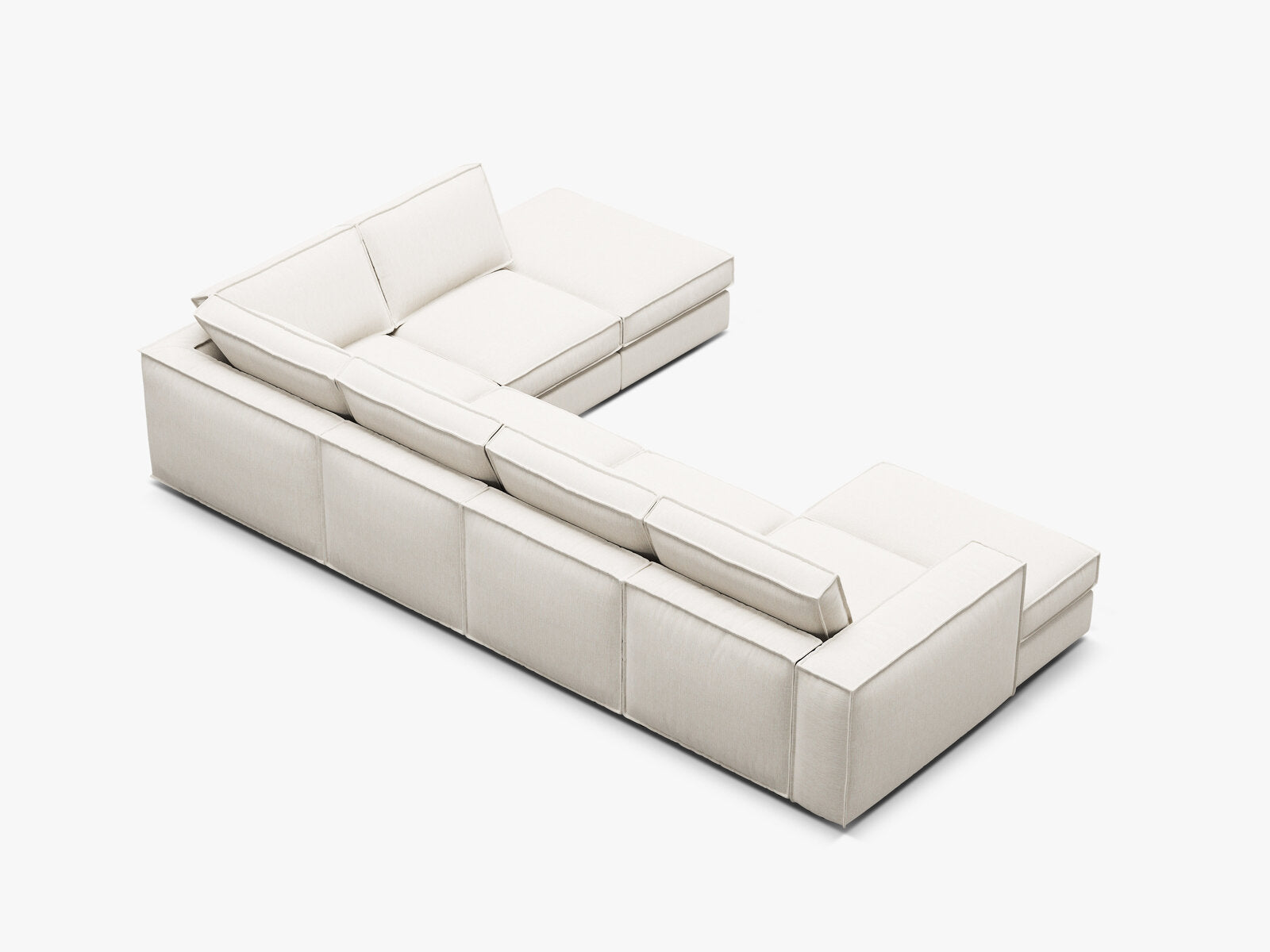 Micadoni modulares Panorama Ecksofa Pola 5-Sitzer Rechts Strukturierter Stoff Babel Weiß