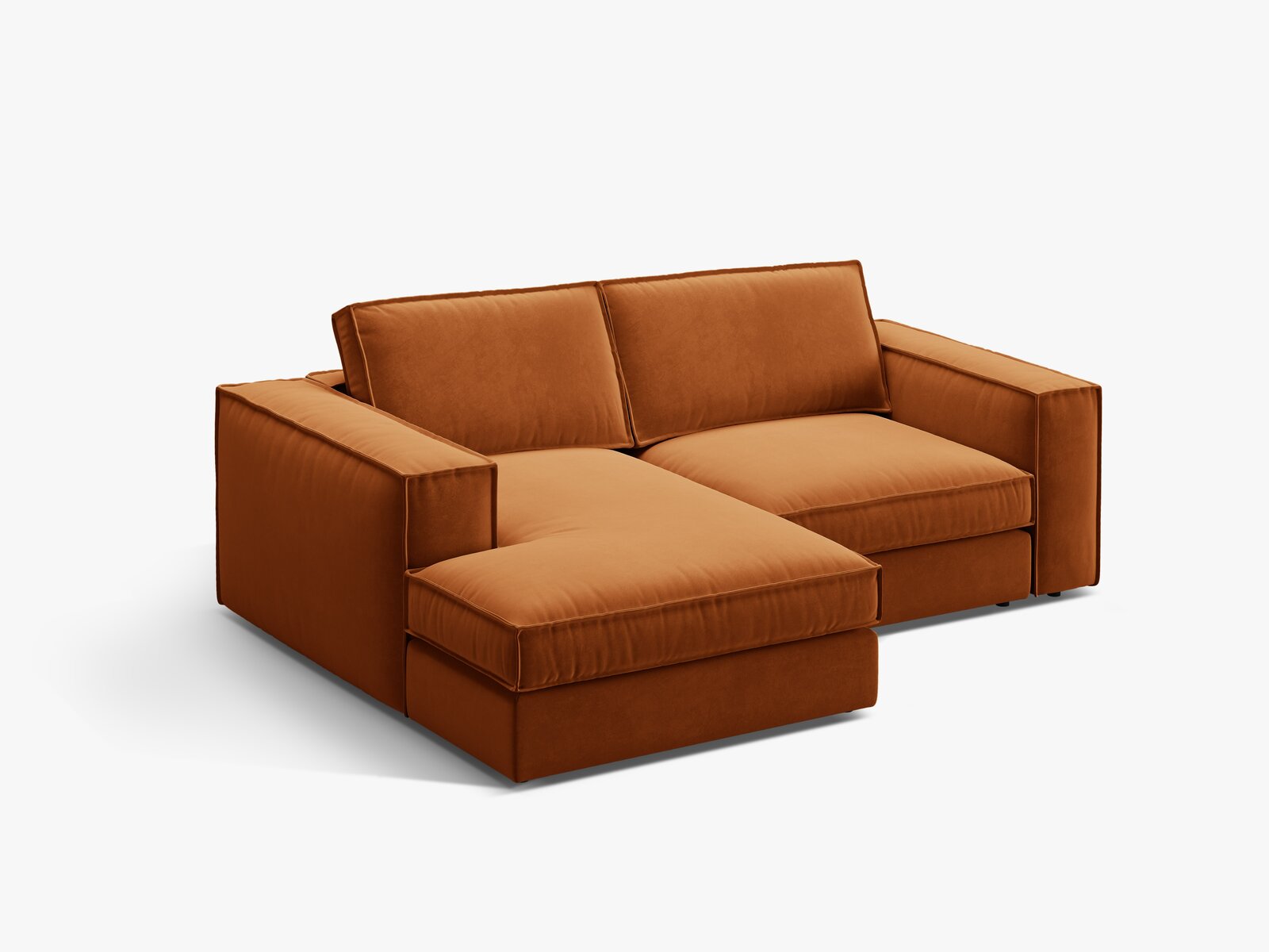 Micadoni modulares Ecksofa Pola 2-Sitzer kleine Version Links Samt Salvador Terrakotta