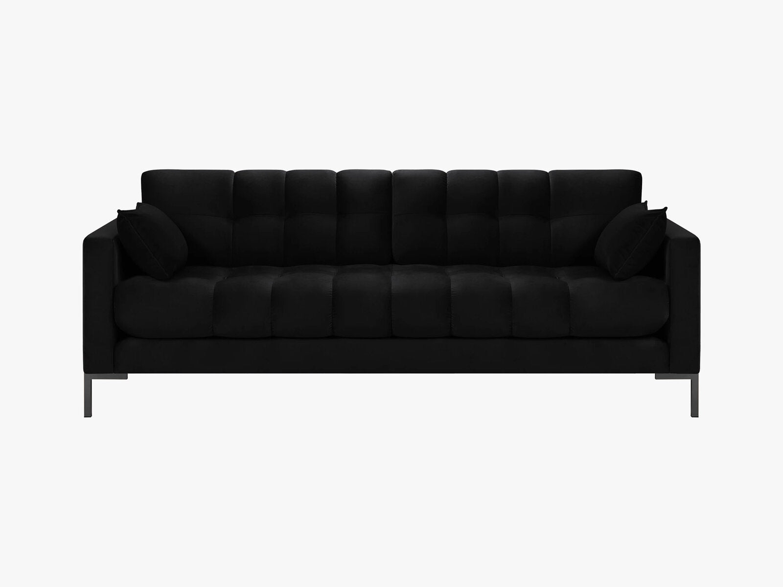Micadoni Sofa Mamaia 3-Sitzer Samt Bluvel Schwarz schwarze Beine