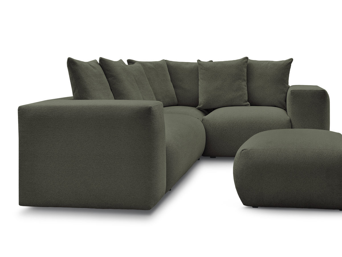 Bobochic Voltaire Ecksofa mit Pouf 268 × 214 cm Melange-Stoff Grün Ecke rechts