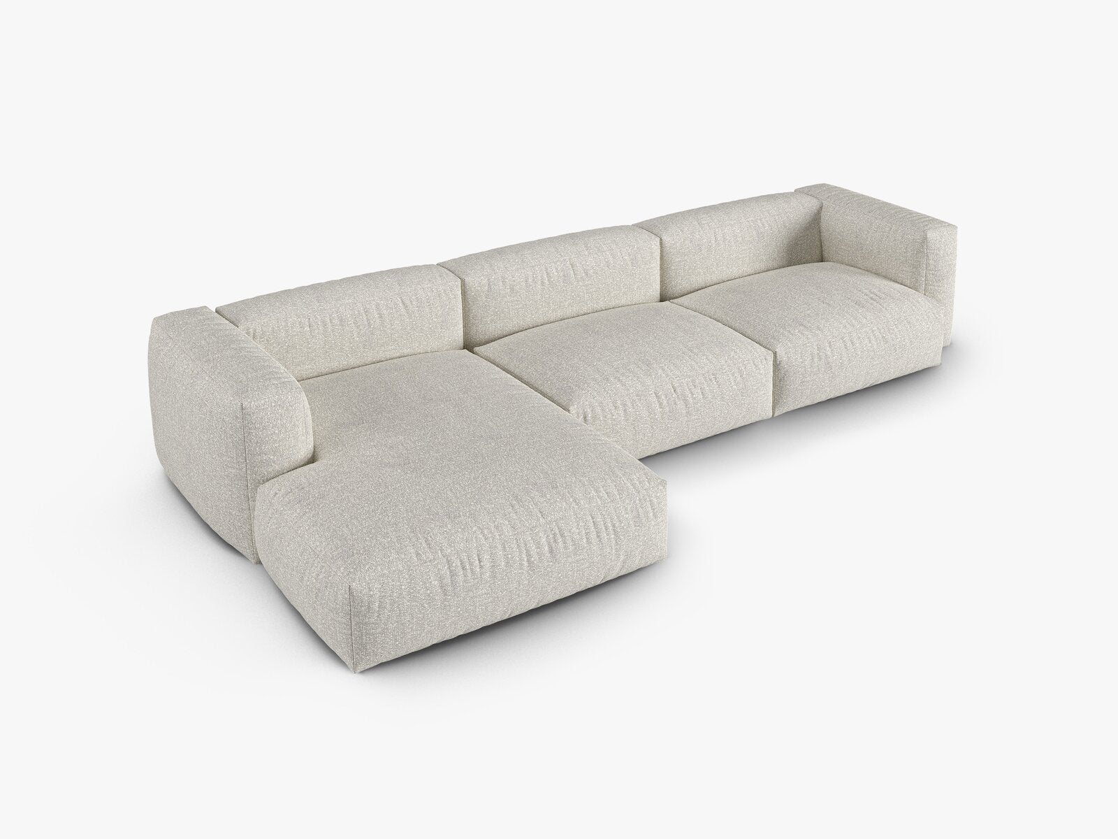 Micadoni Ecksofa Martina 3-Sitzer 90cm Sitztiefe Links Boucle Monet Grau Beige Melange