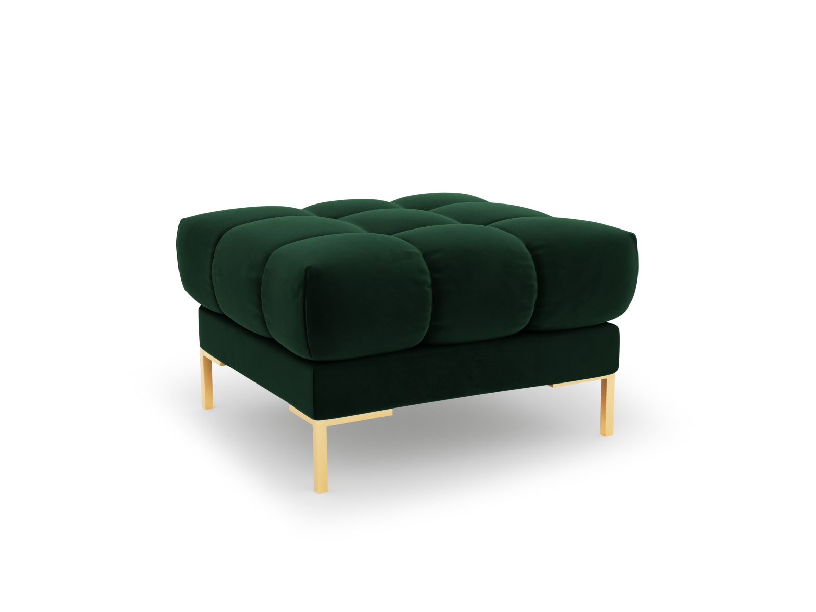 Cosmopolitan Design Pouf Bali Samt Bluvel Flaschengrün Beine Gold