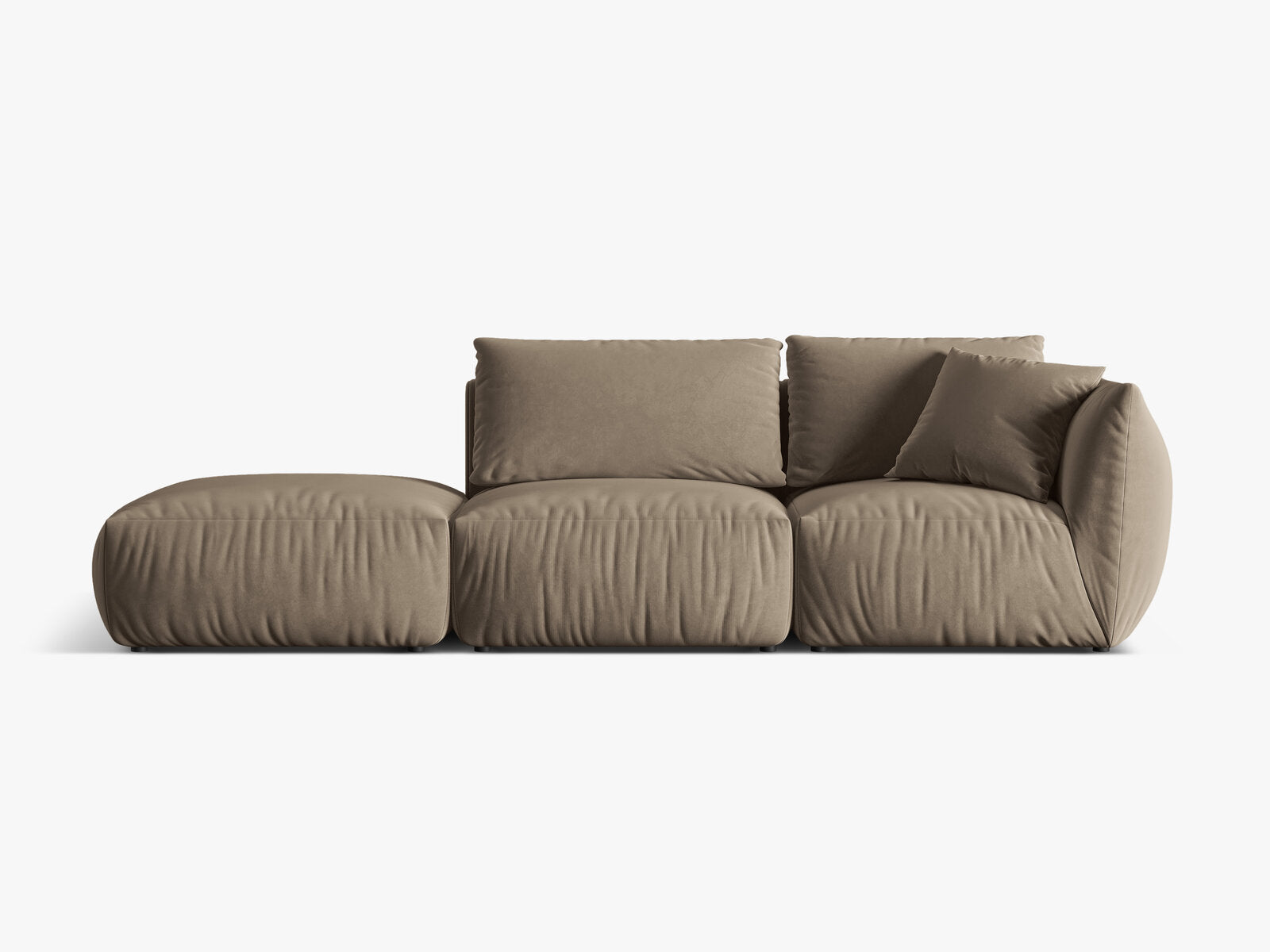 Micadoni Modulares Sofa Chris 3-Sitzer Links Samt Hellbraun