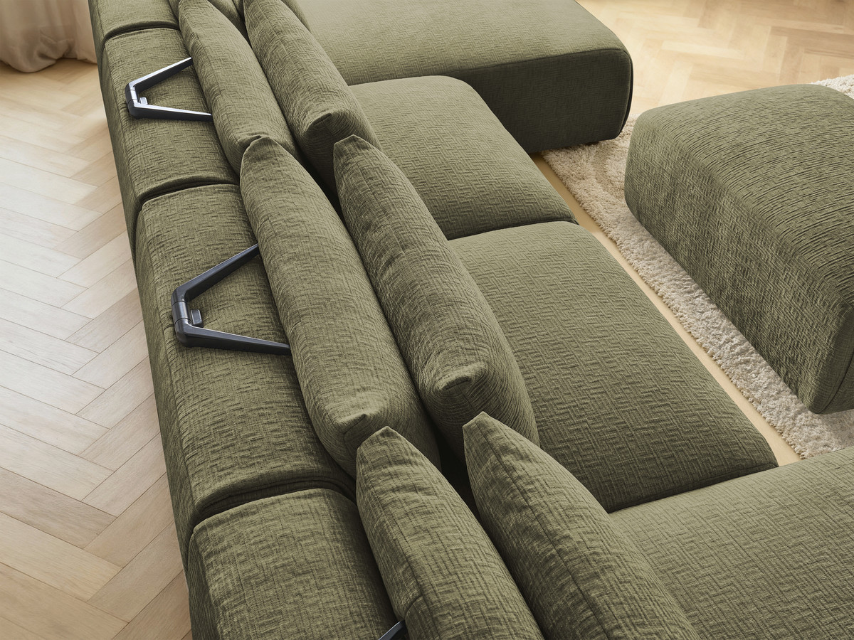 Bobochic Jana Wohnlandschaft mit kleinem Pouf Strukturstoff Grün