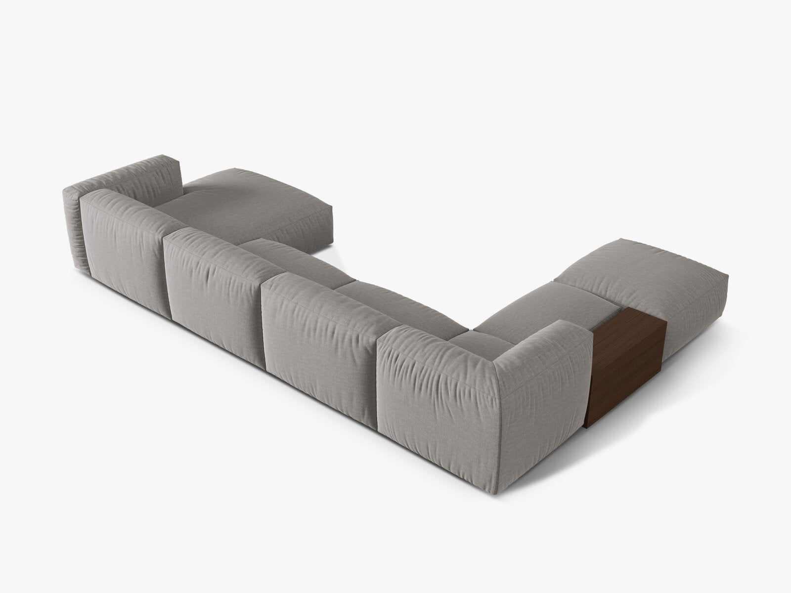 Micadoni Panorama-Ecksofa Martina 5-Sitzer Links Strukturierter Stoff Hellgrau