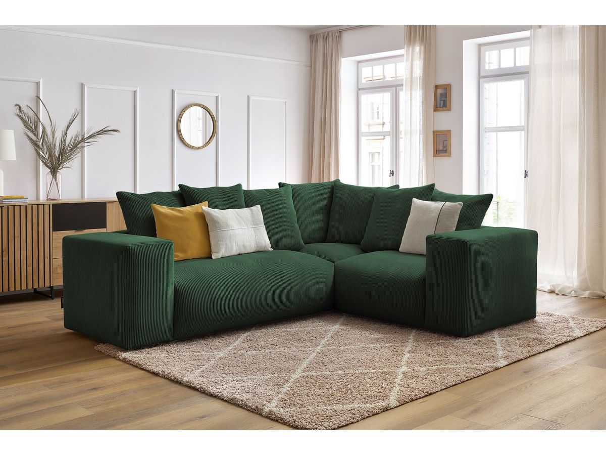 Bobochic Voltaire Ecksofa 268 × 214 cm Cordsamt Grün Ecke rechts