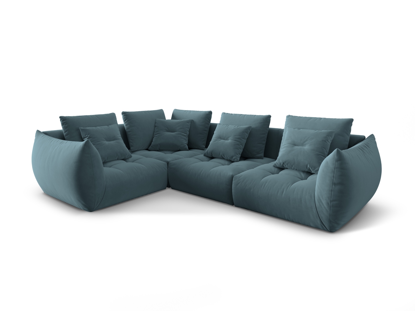 Micadoni Ecksofa Bloom 4-Sitzer Links Samt Pastellblau