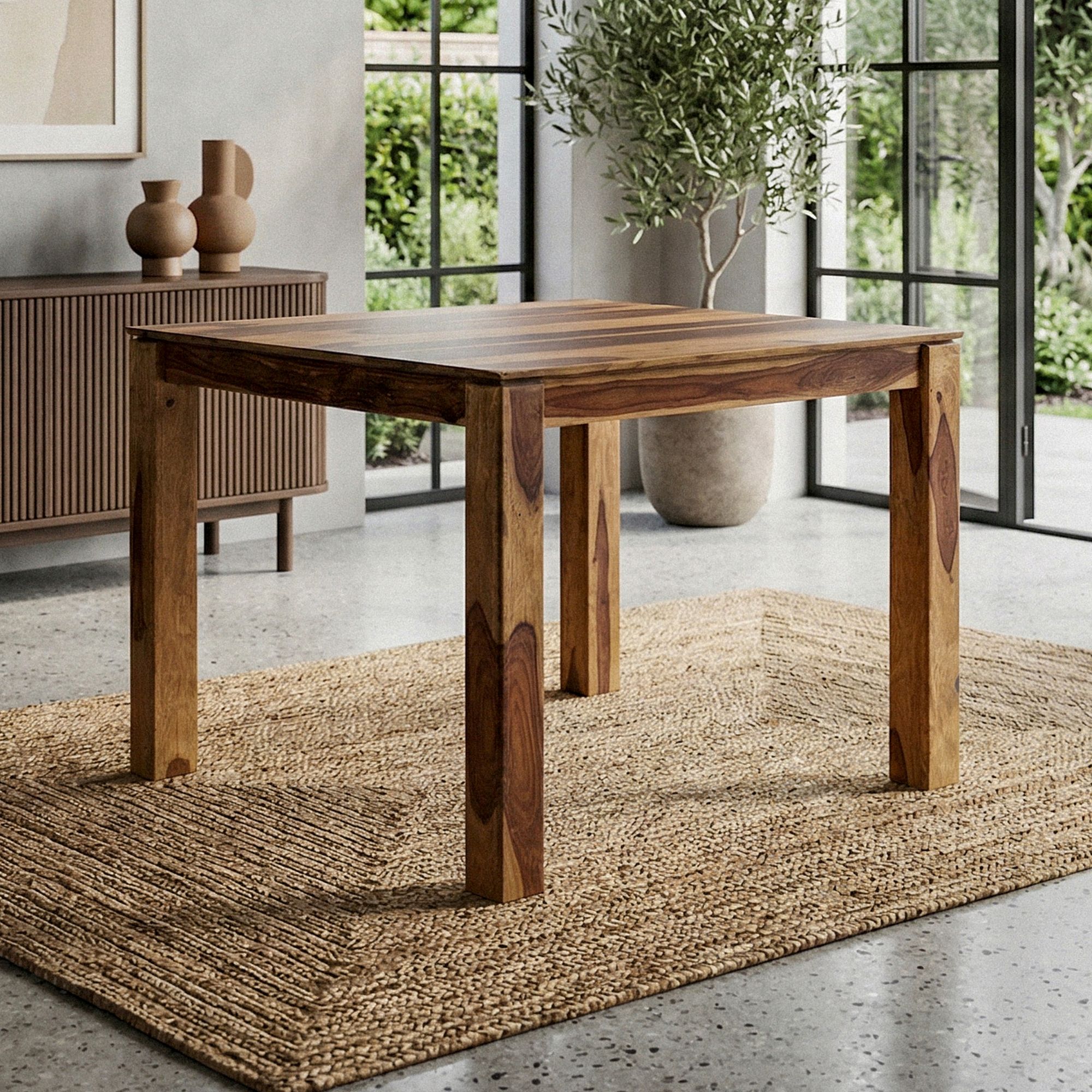 Esstisch Ronglan Sheesham Massivholz Braun 80 × 80 × 75 cm