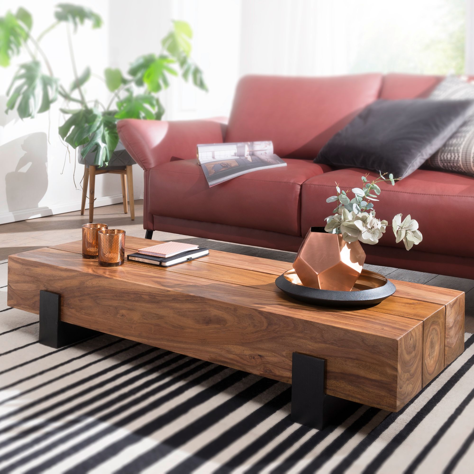 Couchtisch Boeslunde Massivholz Dunkelbraun 115 × 44 × 22 cm
