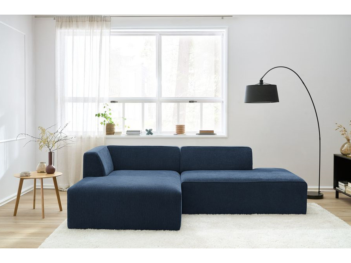 Bobochic Megeve Ecksofa Strukturstoff Dunkelblau Ecke links