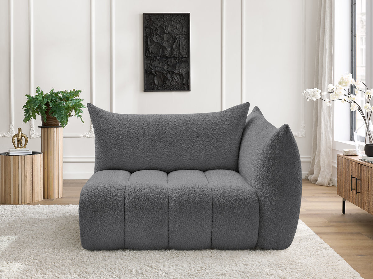 Bobochic Azra Sofamodul 2-Sitzer 143 × 112 cm Bouclé-Stoff Dunkelgrau Ecke rechts