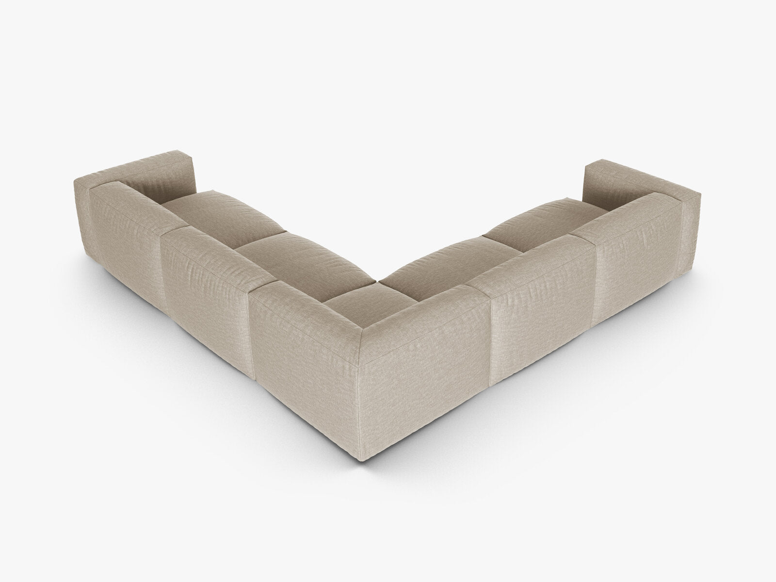 Micadoni modulares symmetrisches Ecksofa XL Martina 5-Sitzer 90cm Sitztiefe Strukturierter Stoff Boston Helles Beige