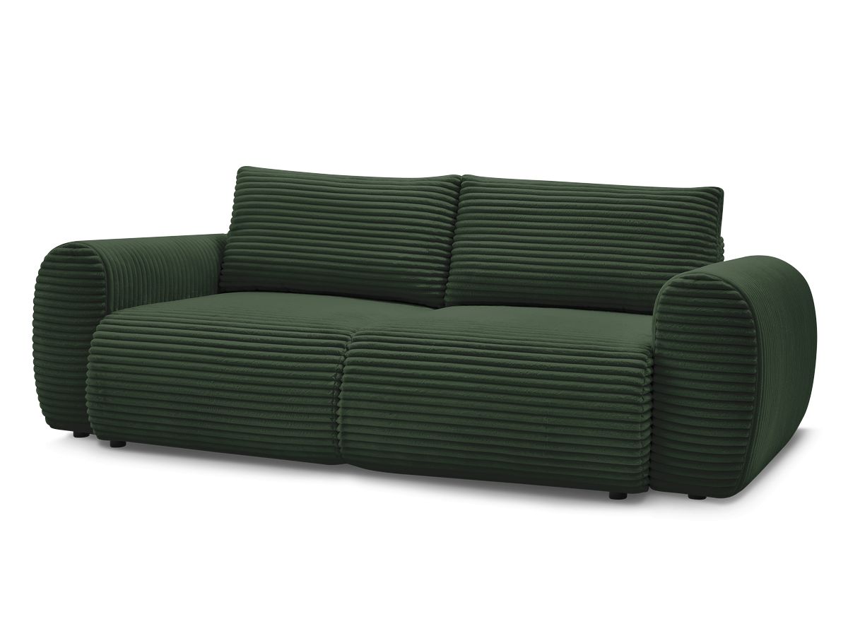 Bobochic Lucien Schlafsofa 3-Sitzer mit Bettkasten Breitcord weich Grün