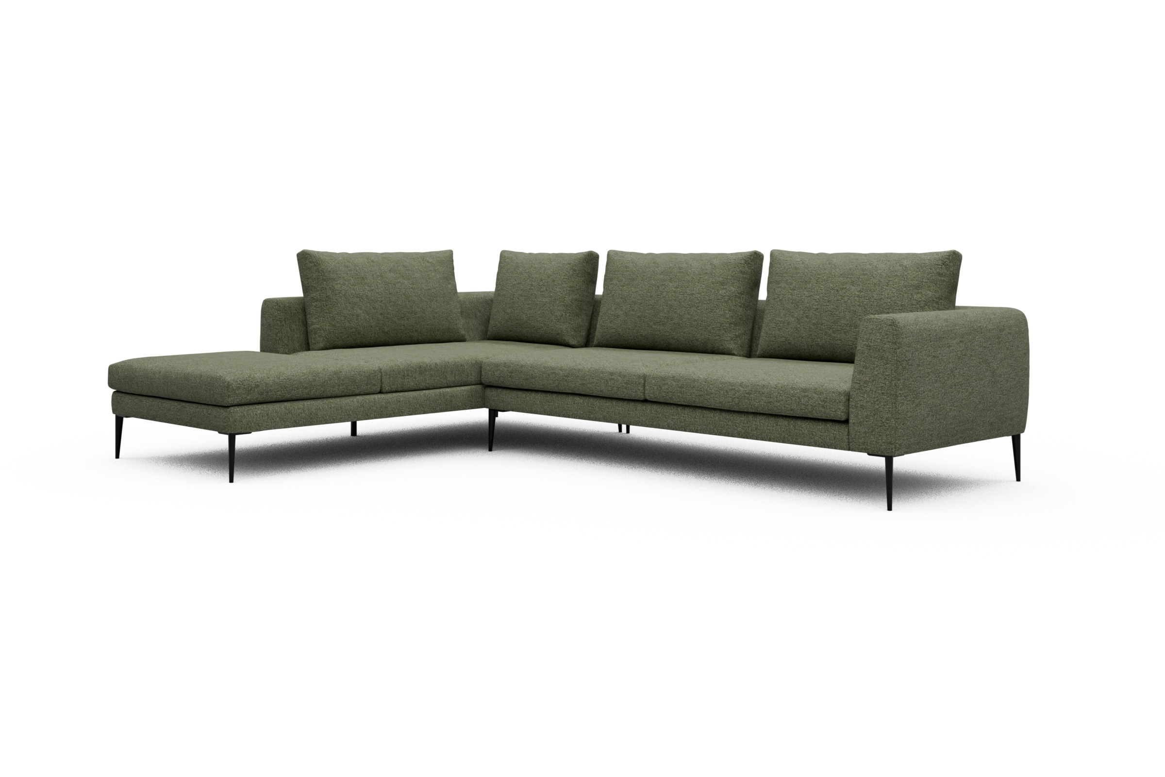 Ecksofa Paul Relax-Ecke rechts mit 3-Sitzer Carreno-Vivid-Green