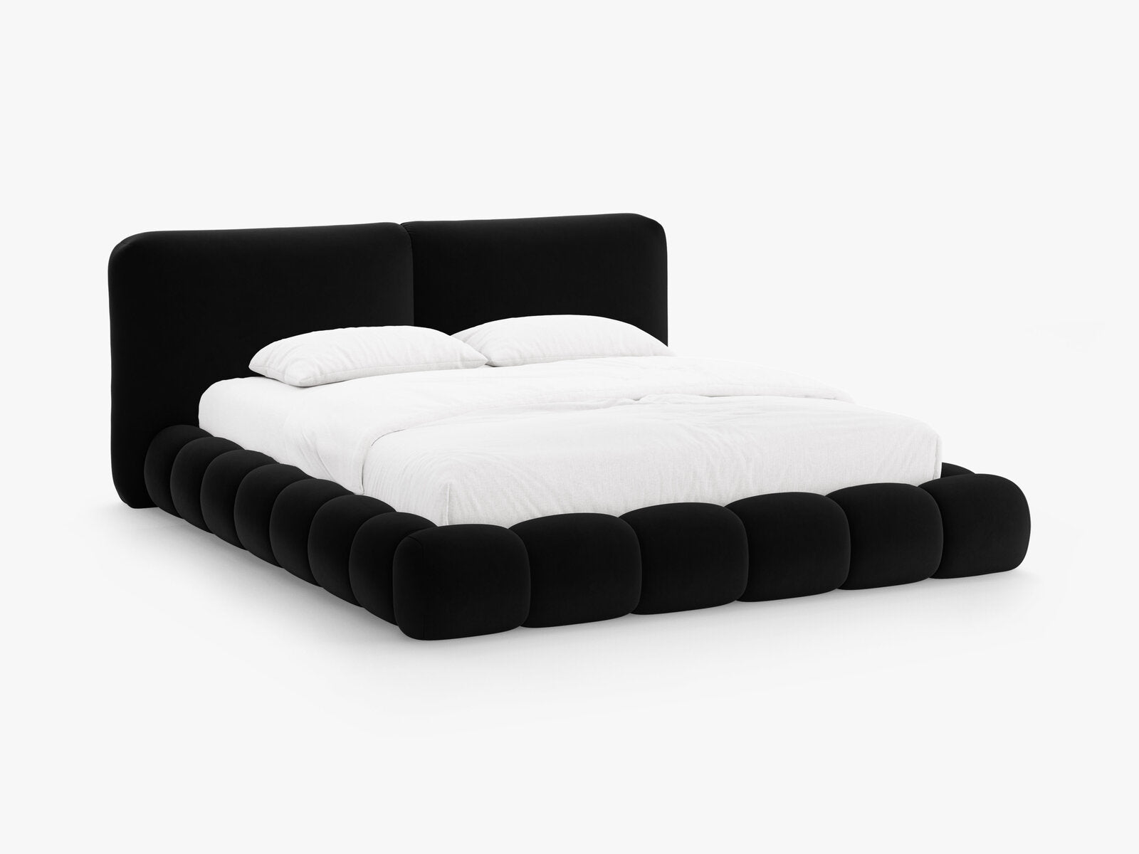 Micadoni Stauraumbett mit Kopfteil Solange Samt Magic Velvet Schwarz 180x200
