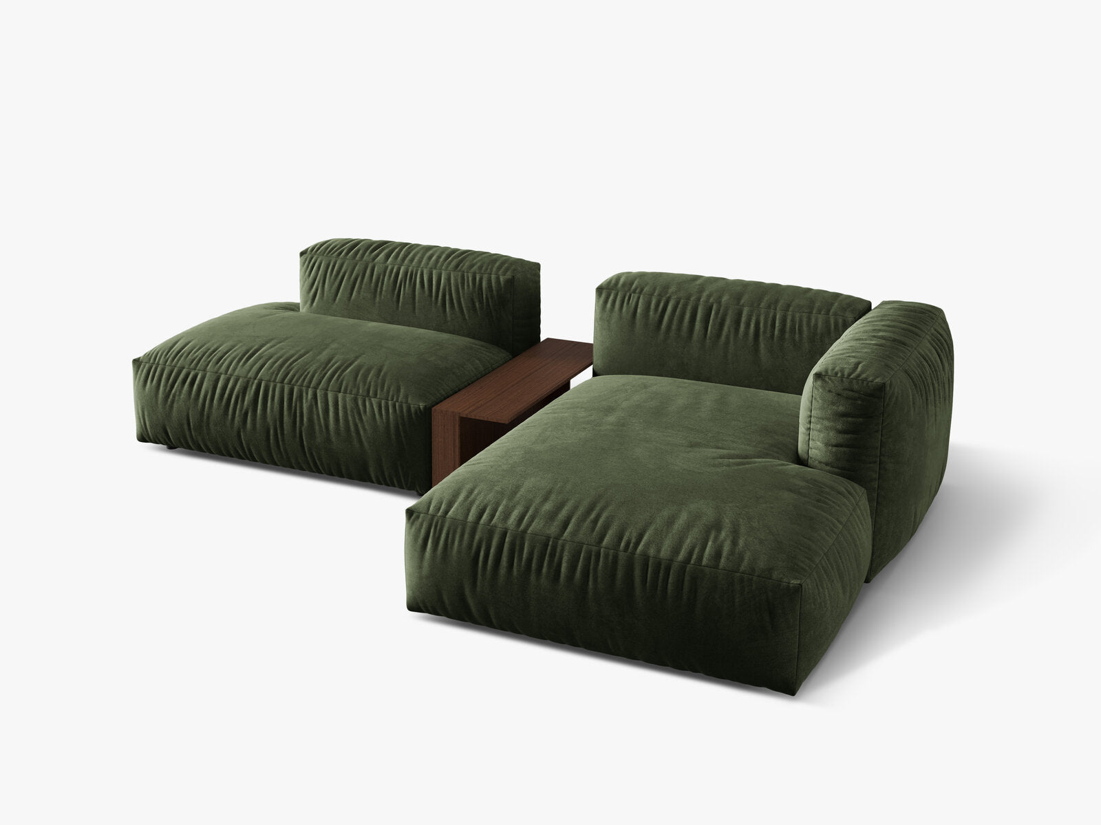 Micadoni Ecksofa Martina 2-Sitzer mit Couchtisch Rechts Samt Grün
