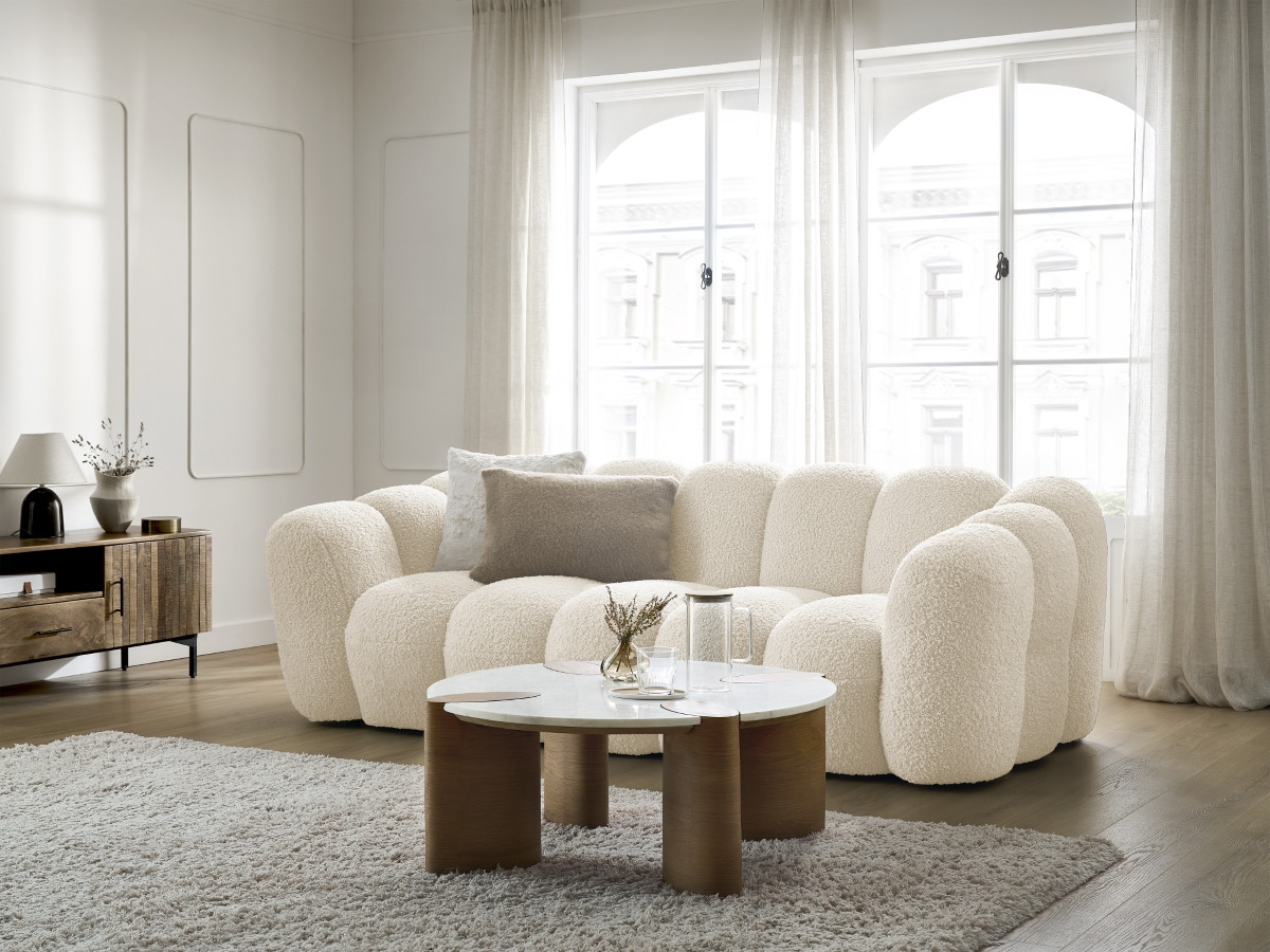 Bobochic Hippolyte Sofa 3-Sitzer Bouclé-Stoff Beige