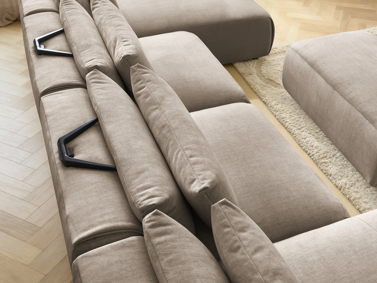 Bobochic Jana Wohnlandschaft mit kleinem Pouf Samt Taupe