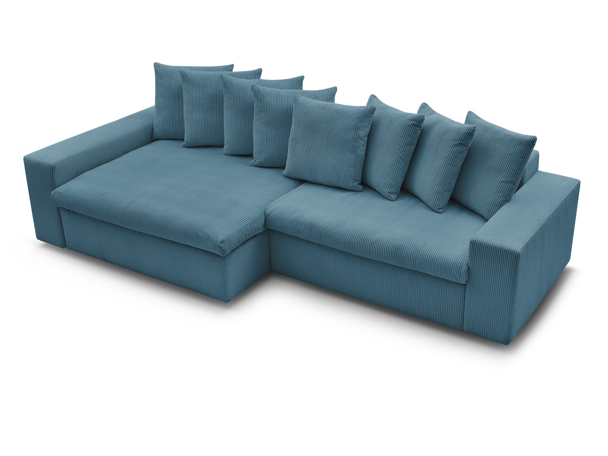 Bobochic Enore Ecksofa 330 × 157 cm Cordsamt Hellblau Ecke links