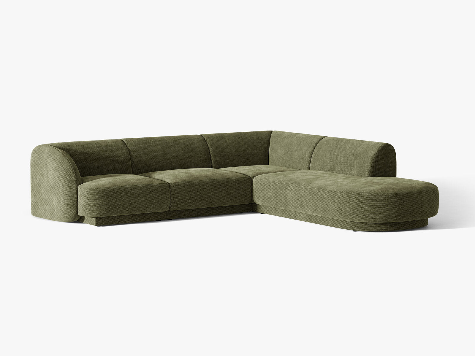 Micadoni Ecksofa Miley 6-Sitzer Rechts Chenille Eden Grün