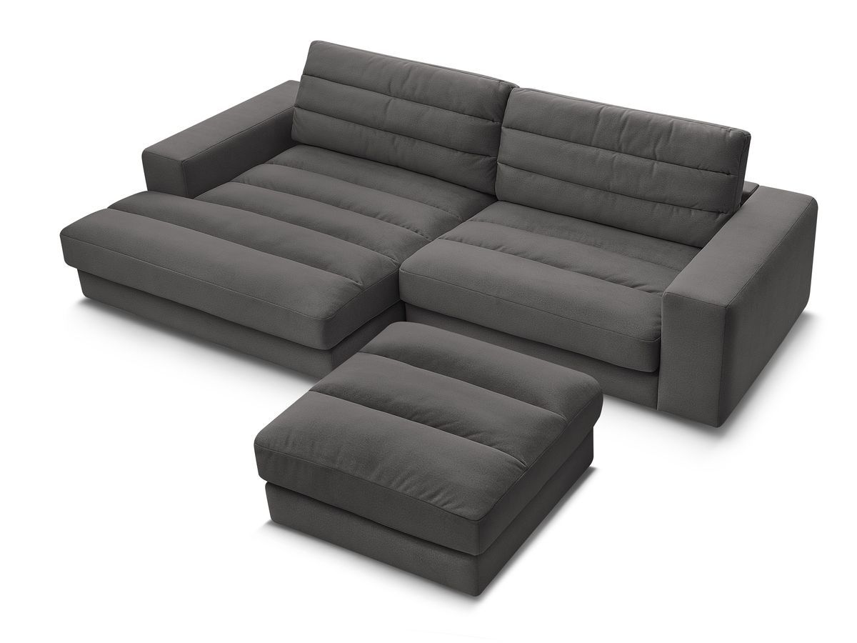 Bobochic Sierra Ecksofa mit Pouf Samt Schwarz Ecke links