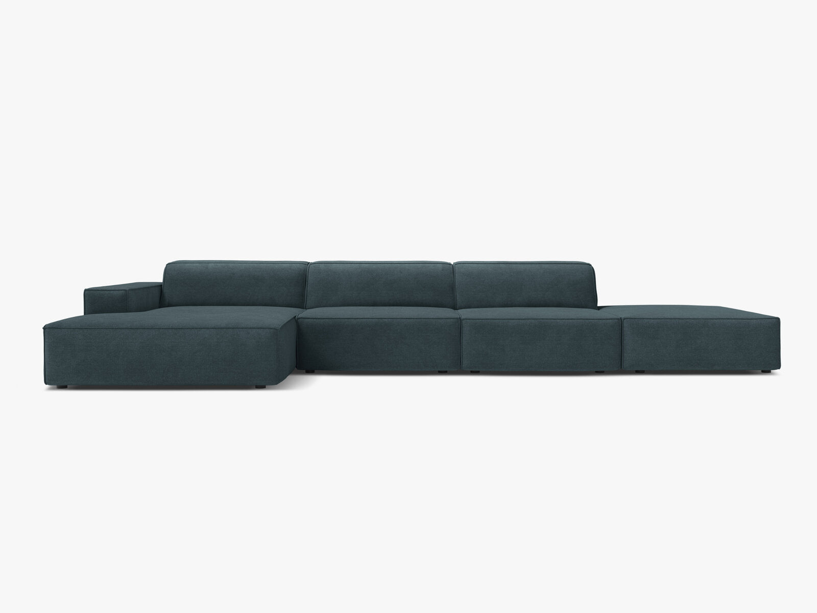 Micadoni Ecksofa Jodie 5-Sitzer Strukturierter Stoff Liberty Dunkel Petrol Links