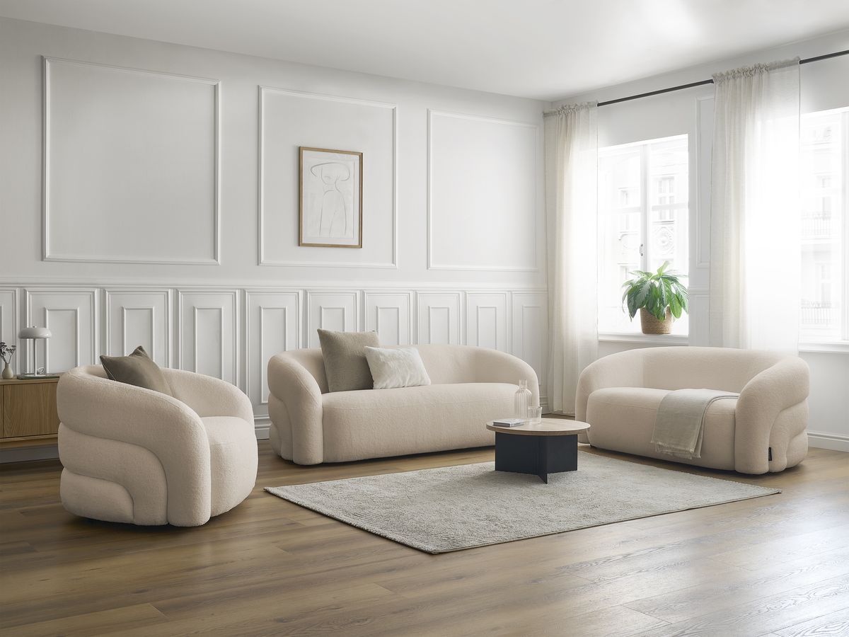 Bobochic Elina Sofa 6-Sitzer Bouclé-Stoff Beige