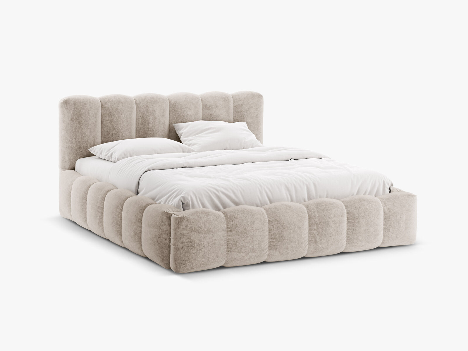 Micadoni Stauraumbett mit Kopfteil Lupine Chenille Perfect Harmony Beige