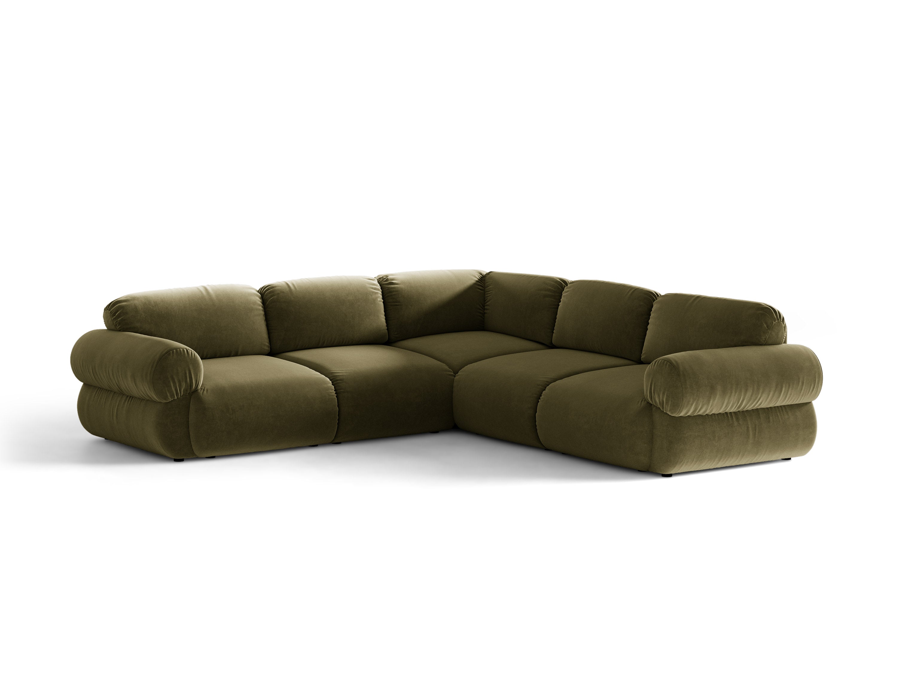 Micadoni Ophelia Symmetrisches Ecksofa aus Samt Samt Salvador Grün