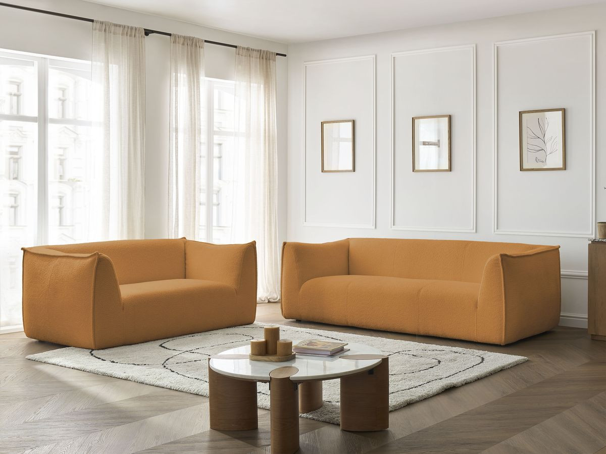Bobochic Giorgia Sofa 5-Sitzer 412 × 100 cm Bouclé-Stoff Gelb