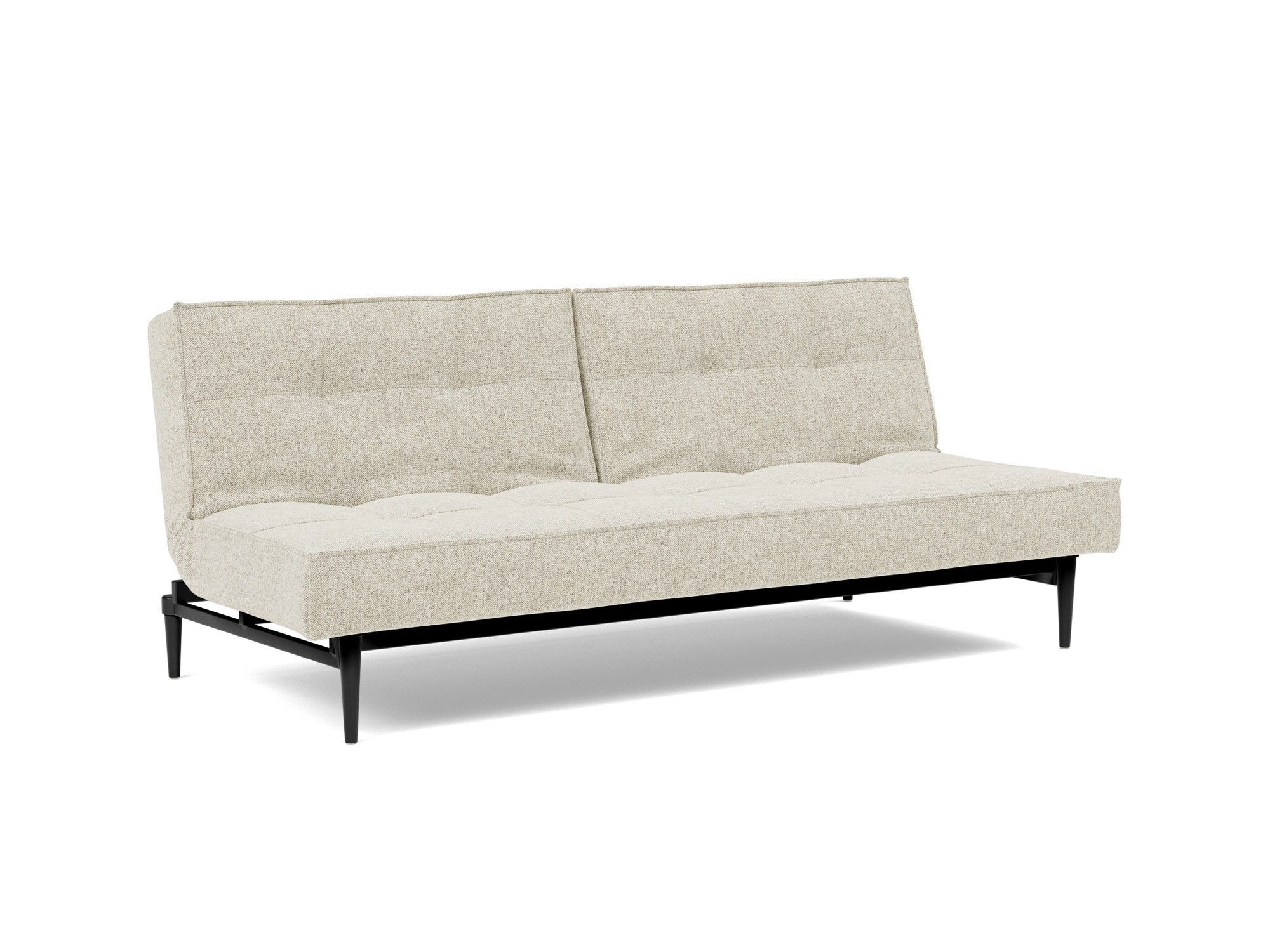 Schlafsofa Splitback Strukturierter Stoff Taura 357-Off-White Beine Styletto Eiche schwarz