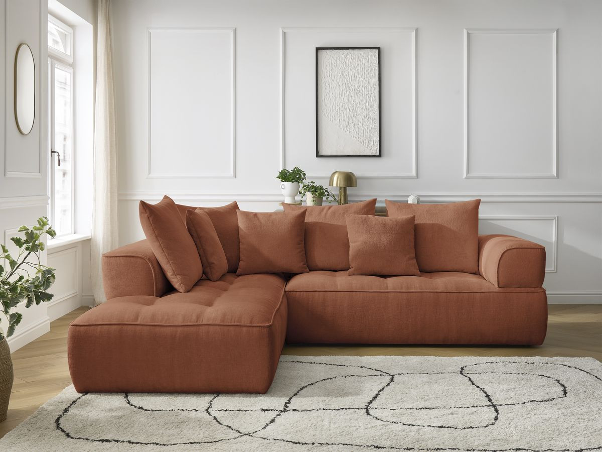Bobochic Whesley Ecksofa Stoff Orange Ecke links