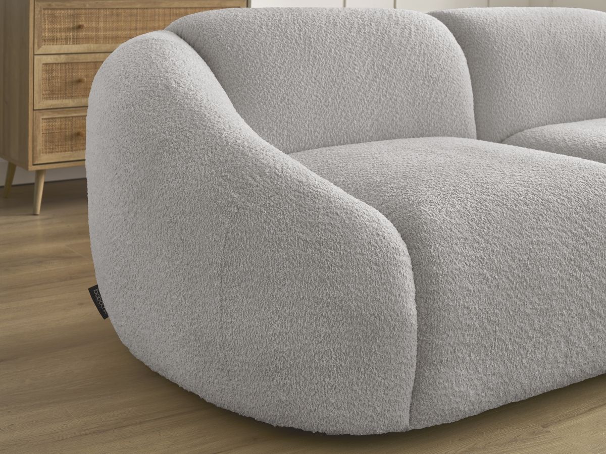 Bobochic Tina Sofa 2-Sitzer Bouclé-Stoff Hellgrau