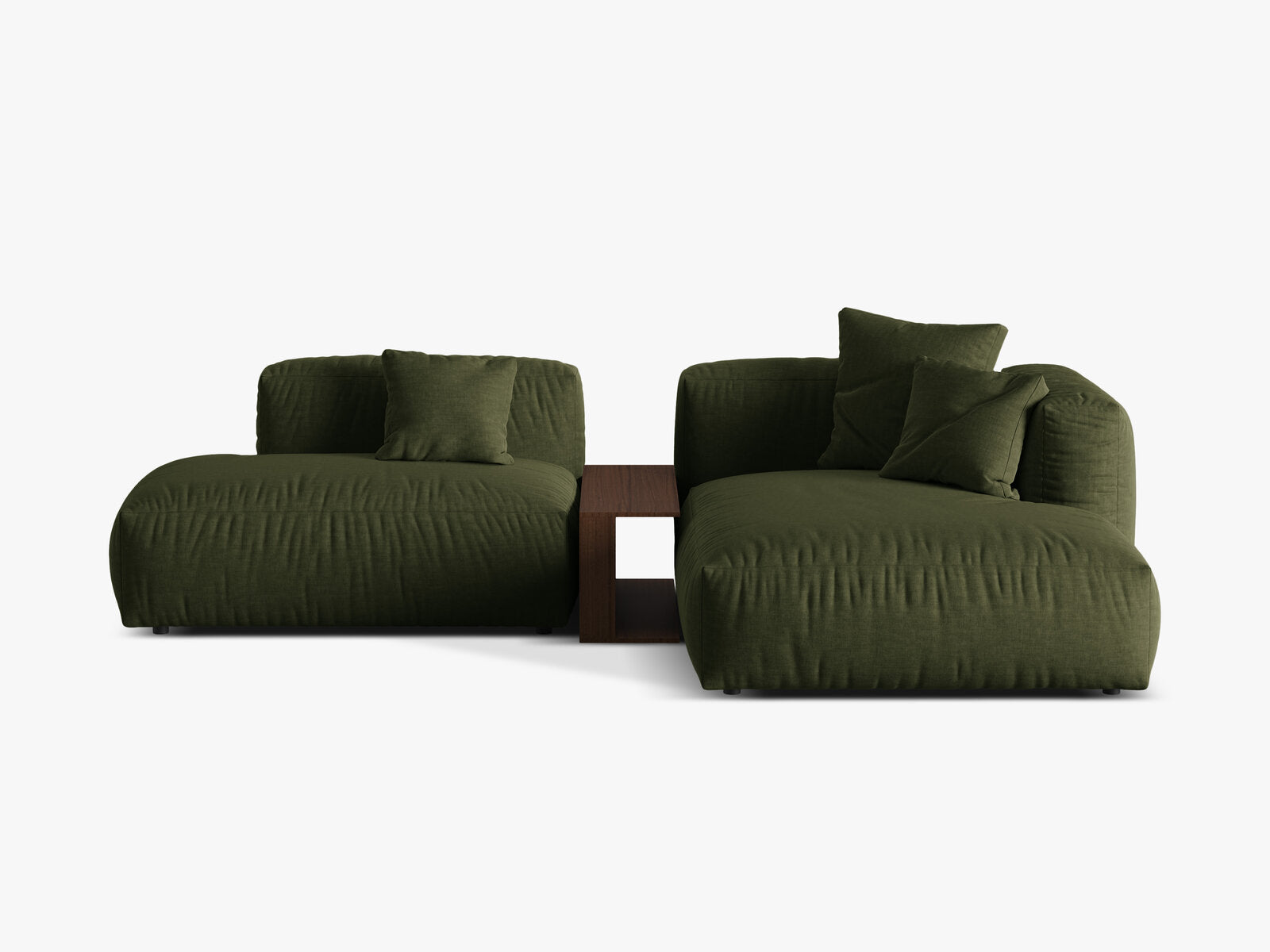 Micadoni Ecksofa Martina 2-Sitzer mit Couchtisch Rechts Strukturierter Stoff Grün