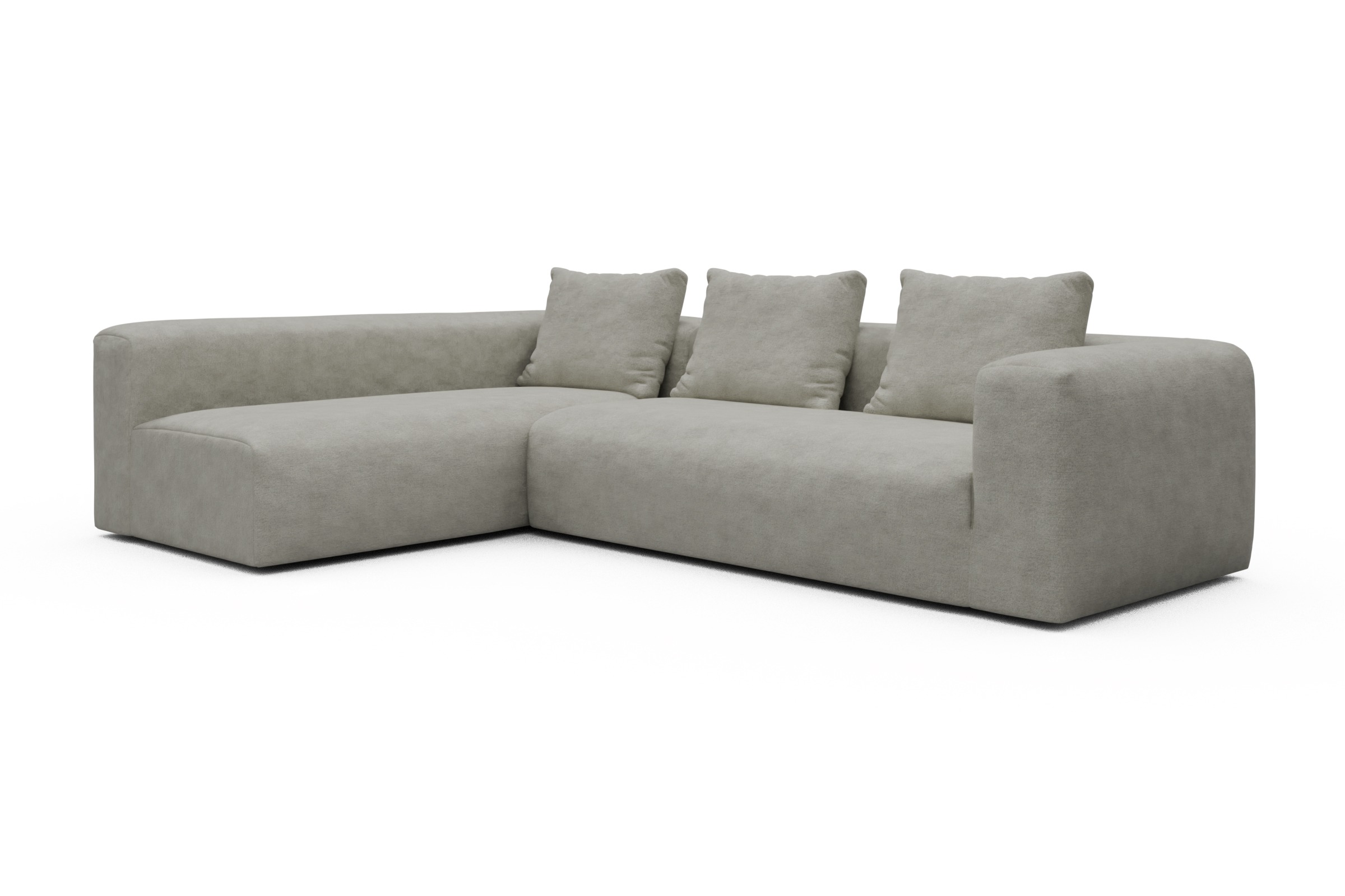 Ecksofa Fred 2x 2,5-Sitzer links offen Carreno-Moon-Stone-White