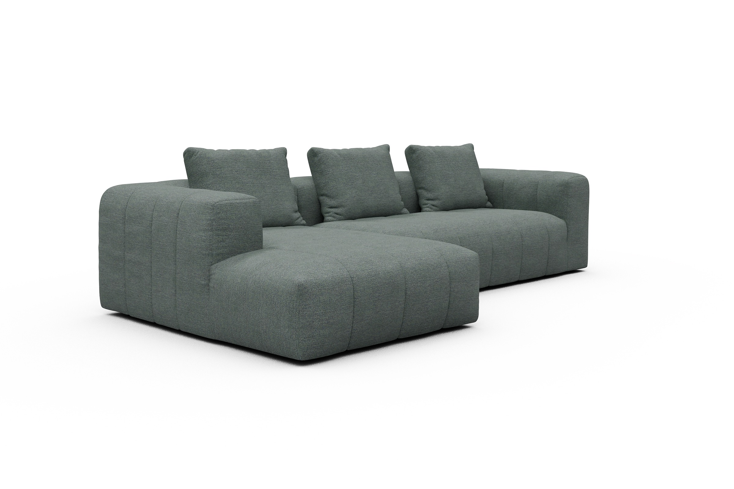 Ecksofa Hugo 2,5-Sitzer Armlehne rechts mit Chaiselongue Carreno-Ice-Blue
