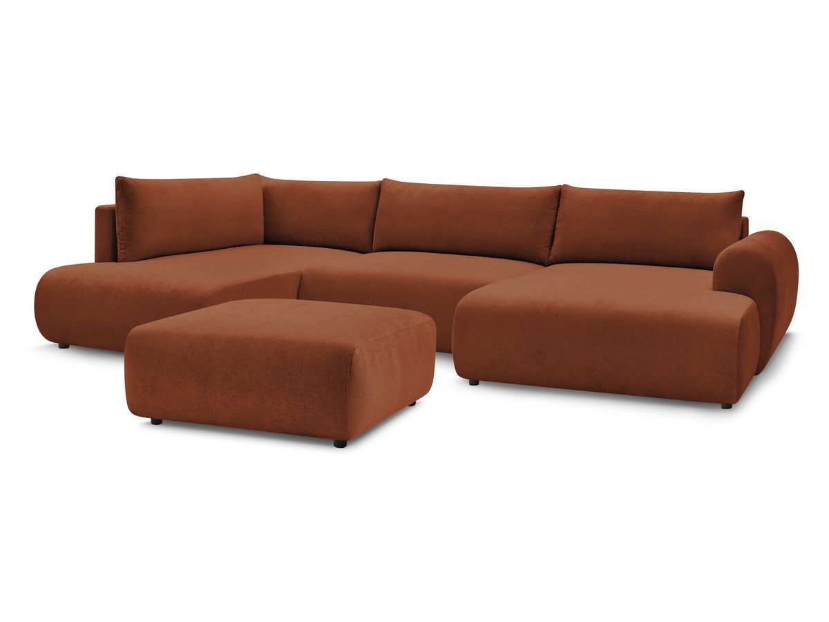 Bobochic Lucien Wohnlandschaft mit Pouf Stoff Orange Ecke rechts