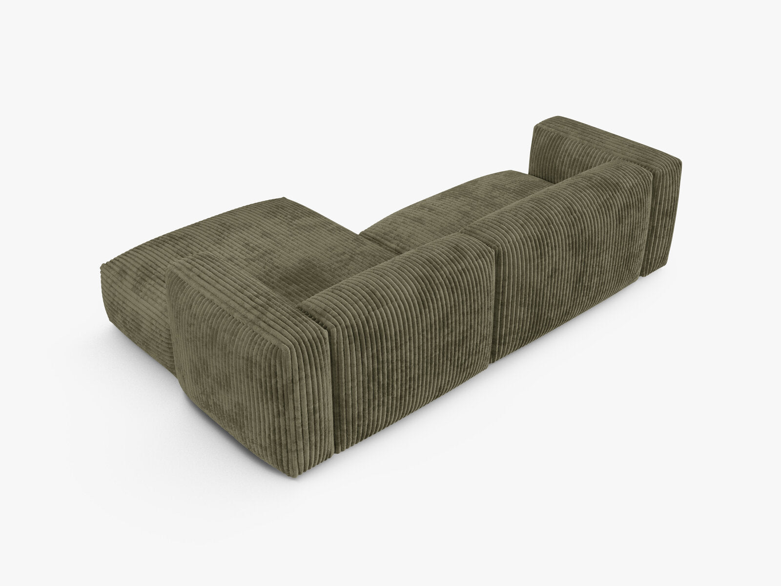 Micadoni Ecksofa Martina 2-Sitzer 90cm Sitztiefe Rechts Kord Tilia Moßgrün